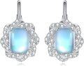 wholesale 925 Sterling Silver Blue Opal Halo Drop Earrings for Women -0-0