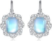 wholesale 925 Sterling Silver Blue Opal Halo Drop Earrings for Women -Moonstone