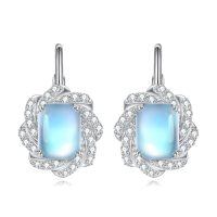 wholesale 925 Sterling Silver Earrings Wholesale With Moonstone And Crystal Detail-Moonstone