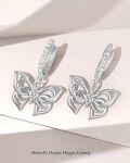 wholesale 925 Sterling Silver Butterfly CZ Dangle Hoop Earrings for Women Gifts-0-3