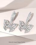 wholesale 925 Sterling Silver Butterfly Drop Earrings Platinum Plated Cubic Zirconia For Women-0-3