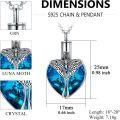 wholesale  925 Sterling Silver & Blue Heart Crystal Luna Moth Urn Necklace for Ashes-0-4