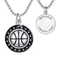 wholesale 925 Sterling Silver Tennis Ball Star Pendant Necklace Cross Charm Never Give Up Inspirational Gift-04-Basketball