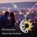 wholesale 925 Sterling Silver Star & Crescent Moon Pendant with Black Onyx and Cubic Zirconia - Perfect Gift for Teenage Girls-0-5