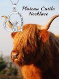 wholesale 925 Sterling Silver Highland Cow Love You Forever Pendant Necklace-0-3