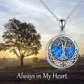 wholesale 925 Sterling Silver 925 Blue Opal Tree of Life Cremation Urn Locket Necklace with Funnel and Fill Tool-0-5