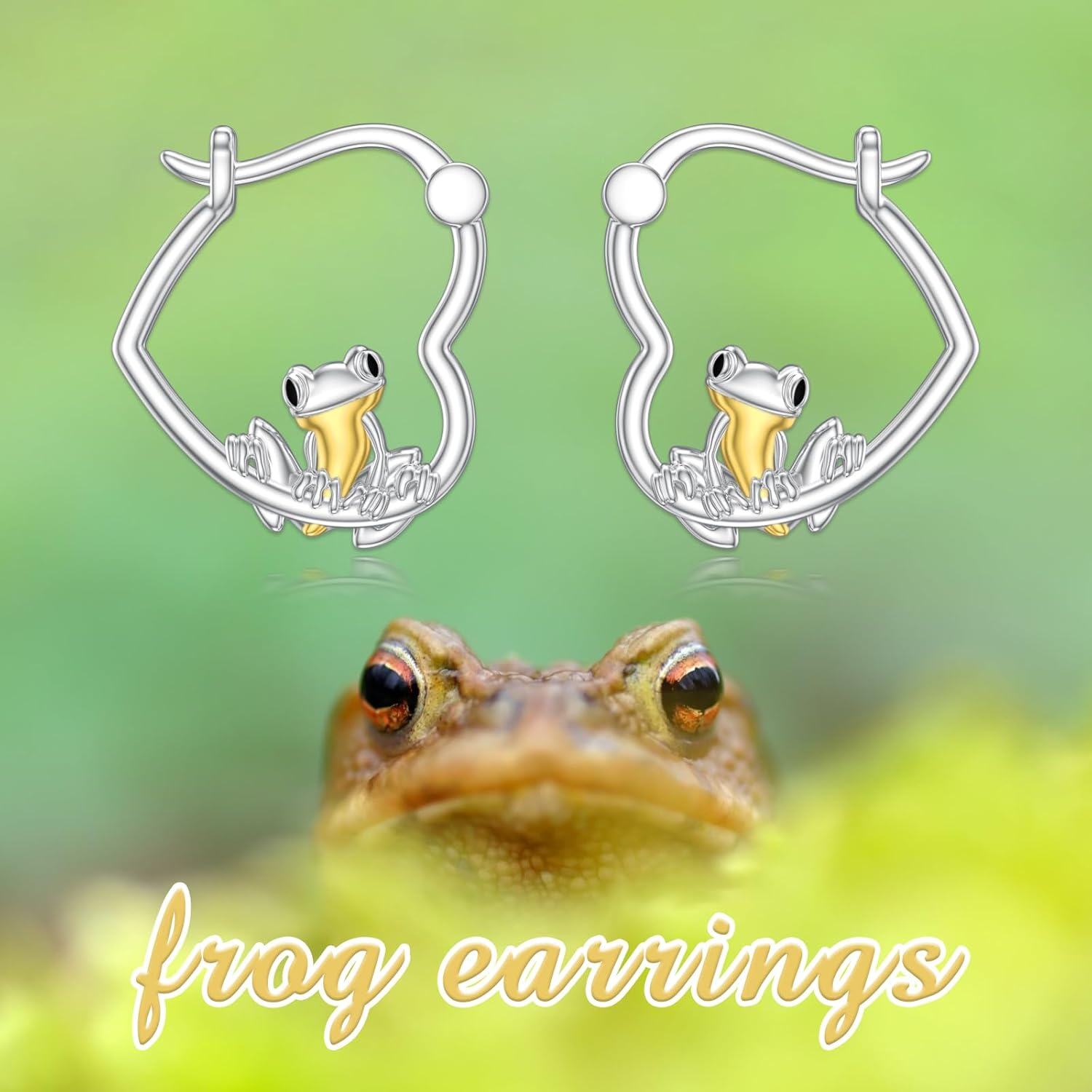 925 Sterling Silver Frog Animal Shape Gold Plated Studs earrings for Women Girls Minimalist  3cm Diameter-0-5