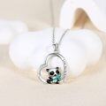 wholesale 925 Sterling Silver Heart-Shaped Pendant with Red Panda Charm and Blue Crystal for Women Girls-0-2