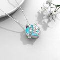 wholesale 925 Sterling Silver Heart-Shaped Turquoise Pendant Necklace with Cubic Zirconia - Mothers Day Gifts for Mom and Grandma-0-2