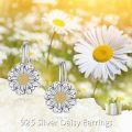 wholesale 925 Sterling Silver Daisy Flower Drop Earrings for Women Girls Gift USA Made-0-1
