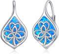 wholesale 925 Sterling Silver Blue Fire Opal Celtic Trinity Knot Leverback Earrings Triquetra Tree of Life s for Women Girls-0-0
