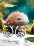 wholesale 925 Sterling Silver Axolotl Hoop Earrings - Adorable Purple Enamel Gift for Her-0-5