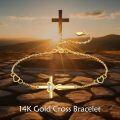 wholesale 14K Gold Infinity Heart Cross CZ Charm Bracelet for Women Adjustable Religious s-0-1