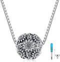 wholesale 925 Sterling Silver Sunflower Urn Pendant with Funnel and Spatula - Memorial Keepsake Jewelry for Ashes -0-0