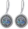 wholesale 925 Sterling Silver Abalone Shell Tree of Life Dangle Earrings for Women-0-0