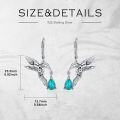 wholesale  Sterling Silver Turquoise Vintage 7 5mm Teardrop Hummingbird Dangle Earrings -0-1