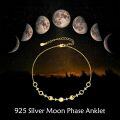 wholesale Gold 925 Sterling Silver Plated Moon and Stars Ankle Anklet with Moon Phases for Women-0-5