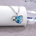 wholesale 925 Sterling Silver Skull Heart Necklace With Blue Crystal And Spider Pendant-0-5