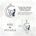 wholesale 925 Sterling Silver Crescent Moon with Cats and Heart Shape Stone Pendant Necklace for Women-0-4