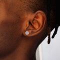 wholesale 925 Sterling Silver Round CZ Stud Earrings with Spiral Design for Men-0-4