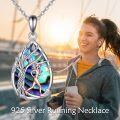 wholesale 925 Sterling Silver Abalone Shell Running Girl Tree of Life Pendant Necklace-0-2