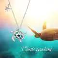 TOUPOP Sterling Silver Abalone Shell Turtle Pendant Necklace-0-3