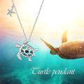 TOUPOP Sterling Silver Abalone Shell Turtle Pendant Necklace-0-3