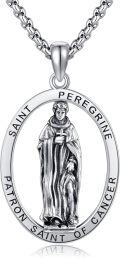 wholesale 925 Sterling Silver Saint Peregrine Pendant Necklace  - Patron of Cancer Protection Jewelry for Women and Men-0-0