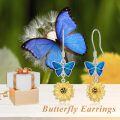 wholesale 925 Sterling Silver Butterfly Sunflower Drop Earrings for Women and Teenage Girl Gift Ideas-0-4