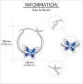 wholesale 925 Sterling Silver Blue Butterfly Huggie Hoop Earrings for Women Girls Gift Idea-0-4