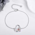 wholesale 925 Sterling Silver Tennis Bracelet with Heart-Shaped Charm and Rose Gold Ball Design-0-2