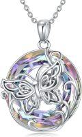 wholesale 925 Sterling Silver Butterfly Pendant Necklaces with Rainbow Stone for Women Girls Mom Wife-0-0