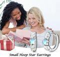 wholesale 925 Sterling Silver Star & Opal Huggie Hoop Earrings for Women - Hypoallergenic Jewelry-0-3