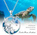 wholesale 925 Sterling Silver Turtle Starfish Pendant Necklace Ocean Wave Beach s for Women Girls-0-5