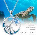 wholesale 925 Sterling Silver Blue And White Crystal Turtle Pendant Necklace-0-5