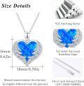 wholesale 925 Sterling Silver Blue Fire Opal Heart with Wings Pendant Necklace for Women Gifts-0-2