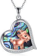 wholesale 925 Sterling Silver Heart Shaped Abalone Shell Goats Pendant Necklaces for Women Girls Gifts Jewelry Accessories-0-0