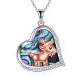 wholesale 925 Sterling Silver Rose Gold Goat Heart Pendant With Abalone Shell And Cubic Zirconia-0-0