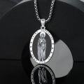 wholesale 925 Sterling Silver Oval Saint Peregrine Medal Pendant Necklace with Chain for Men & Women-0-2