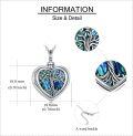 wholesale 925 Sterling Silver Tree of Life Abalone Shell Heart Urn Pendant Necklace for Women-0-4