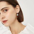 wholesale 925 Sterling Silver Teardrop Earrings Wholesale With Blue Gemstone And Scroll Design-0-24