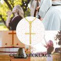 wholesale 14K White Gold Polished Cross Pendant Chain Necklace for Women Girls 20 + Extender-0-34