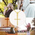 wholesale 14K White Gold Polished Cross Pendant Chain Necklace for Women Girls 20 + Extender-0-34