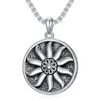 TOUPOP 925 Sterling Silver Sun Pendant Necklace For Men Women-undefined