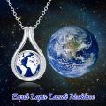 wholesale 925 Sterling Silver Green Moss Agate World Map Pendant Necklace Travel s for Women-0-15