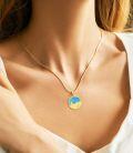 wholesale 18K Gold Plated Sterling Silver Synthetic Blue Turquoise Zodiac Necklace for Women-0-19