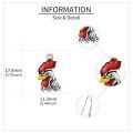 wholesale 925 Sterling Silver Rooster Earrings With Red Comb And Yellow Beak-0-4