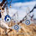 wholesale 925 Sterling Silver Evil Eye Drop Earrings with Blue Stones and Crystals - Fashionable s for Her-0-5