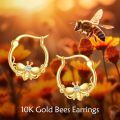 wholesale 10k Gold Bee Hoop Earrings Wholesale With Crystal-0-5