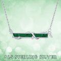 wholesale 925 Sterling Silver Emerald Leaf Bar Necklace - Elegant  for Her-0-5